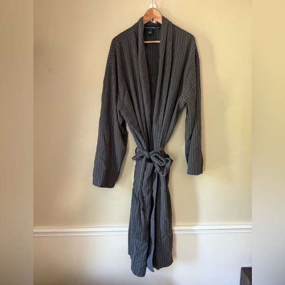 POLO RALPH LAUREN Cotton Gray Striped Robe - Picture 1 of 4